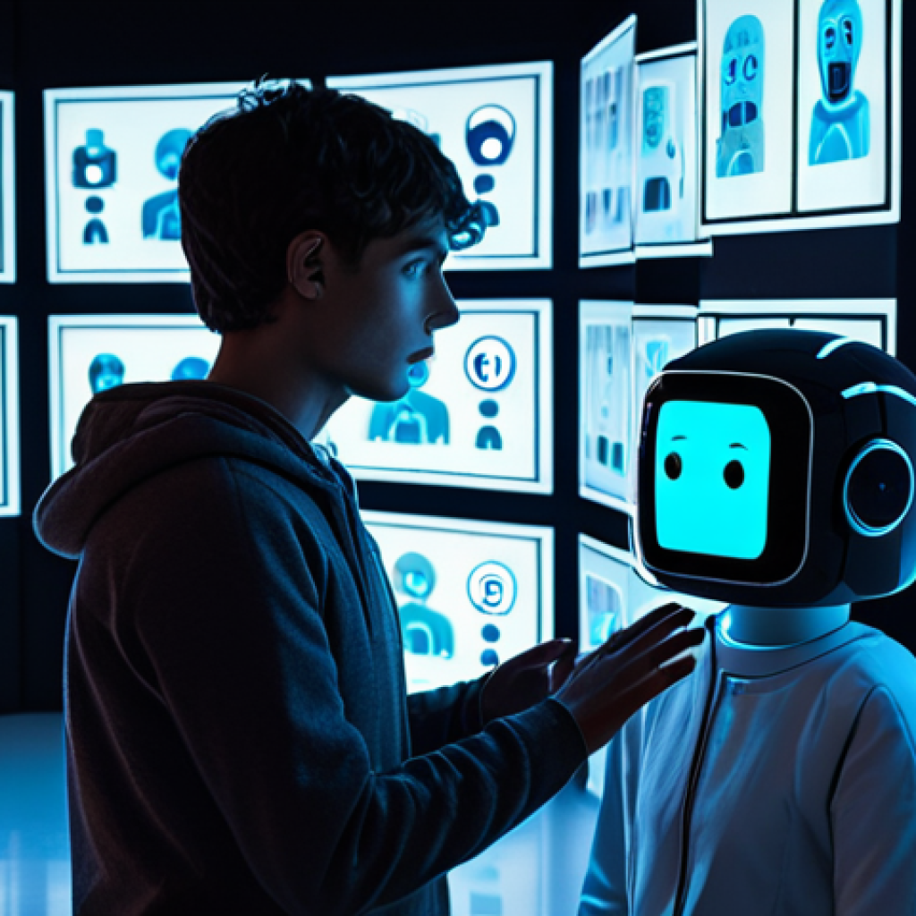Over-Reliance on AI Counselor**

Prompt: A person looking stressed and overwhelmed, surrounded by glowing screens displaying AI chatbot interfaces, while neglecting a concerned friend who is reaching out. The scene should convey isolation and dependence on technology. Focus on the contrast between the cold, digital light of the screens and the warm, inviting presence of the friend.

**