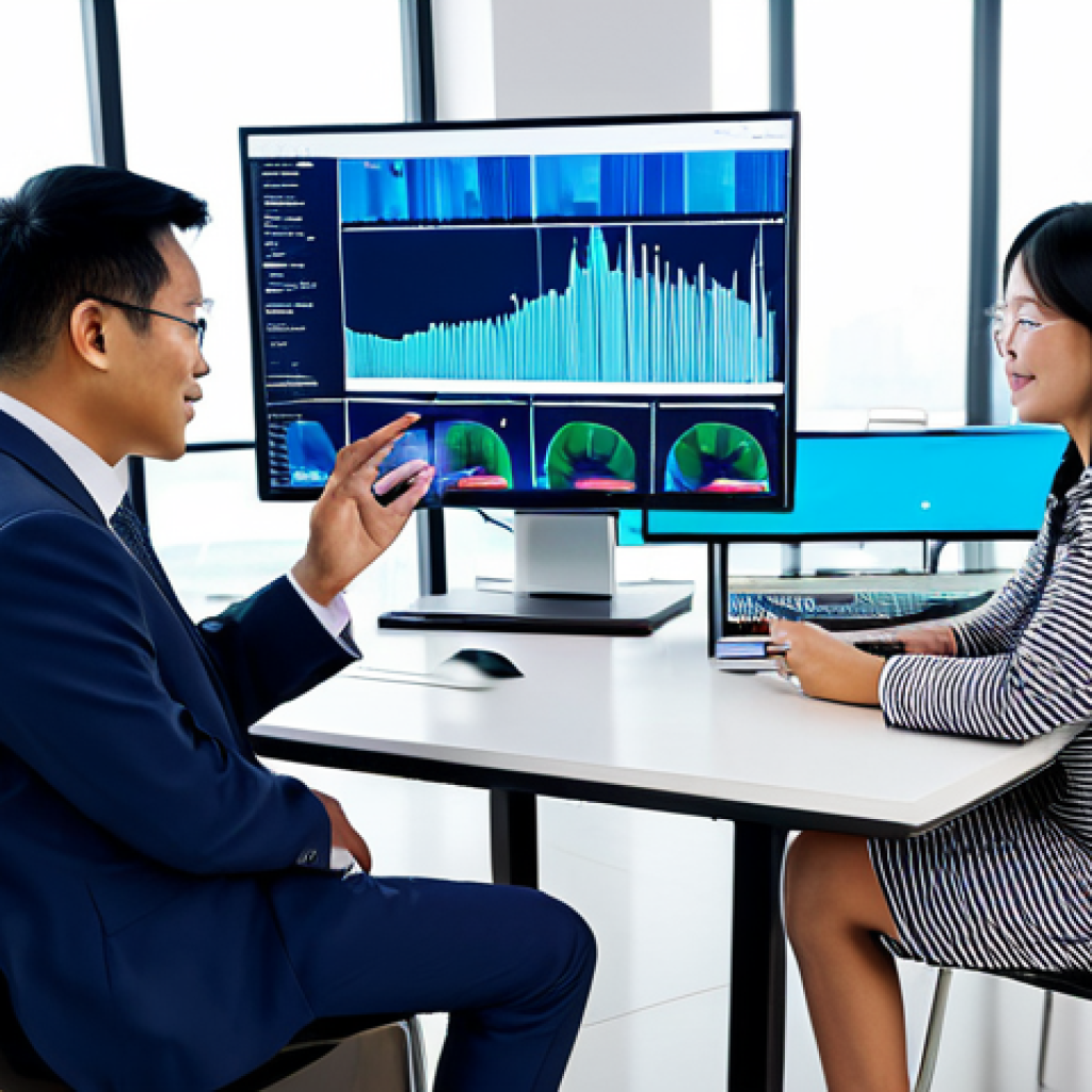 A diverse group of Vietnamese business professionals, including a small shop owner, a tech startup founder, and a traditional factory manager, are gathered around a table in a bright, modern collaborative office space. They are intently looking at a translucent holographic display projecting complex data visualizations and AI insights, representing cloud-based solutions making advanced technology accessible to all. All subjects are fully clothed in professional, modest business attire, appropriate for a corporate setting. The atmosphere is optimistic and empowering, highlighting collaboration and technological integration. professional photography, high resolution, soft studio lighting, vibrant colors, perfect anatomy, correct proportions, natural pose, well-formed hands, proper finger count, natural body proportions, safe for work, appropriate content, fully clothed, professional dress, family-friendly.