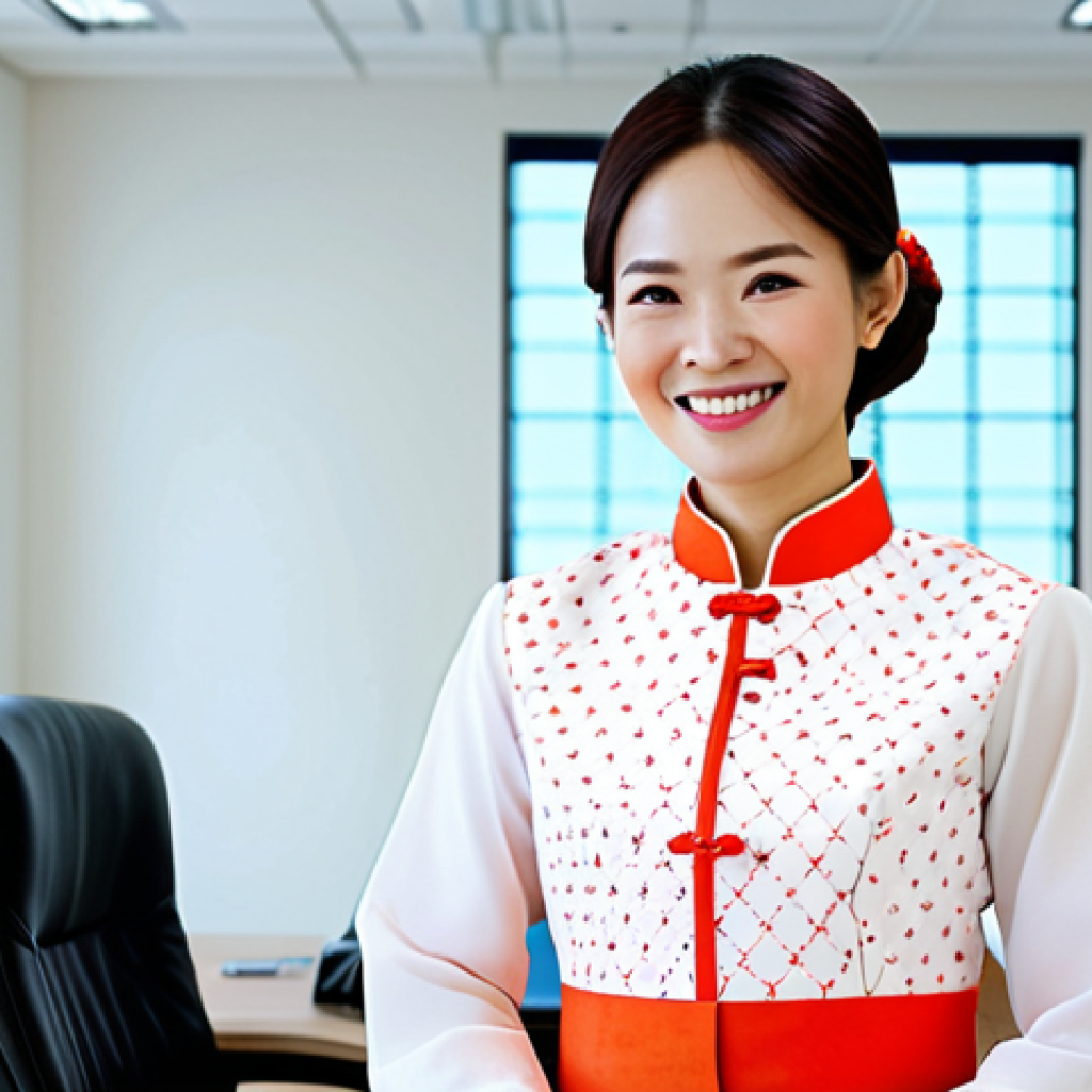 Financial Consultant** "A professional female financial consultant, fully clothed in a modest Ao Dai (traditional Vietnamese dress) with a modern design, smiling warmly in a bright, clean office setting. Appropriate attire, safe for work, family-friendly, perfect anatomy, natural proportions, well-formed hands, proper finger count, professional, high-quality render." **