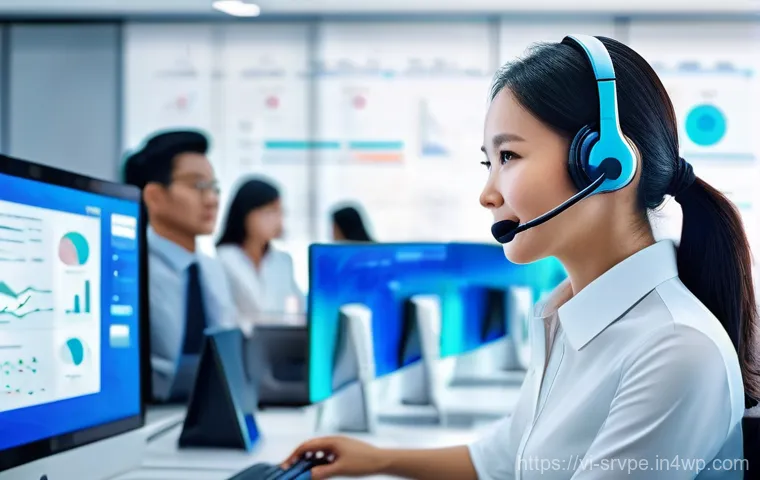 AI 상담사 서비스와 고객 충성도 - **Prompt:** A vibrant, futuristic customer service hub in a bustling Vietnamese city. A diverse grou...