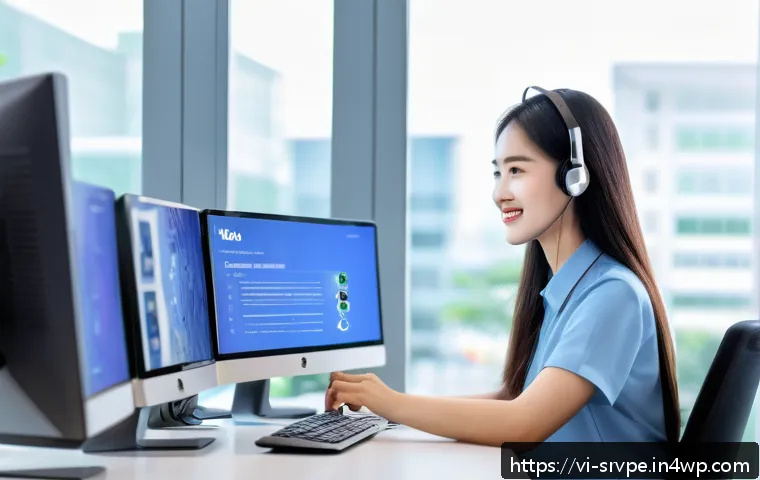 AI 상담사 서비스의 고객 피드백 관리 - A modern Vietnamese e-commerce customer service center with diverse staff using AI-powered computers...