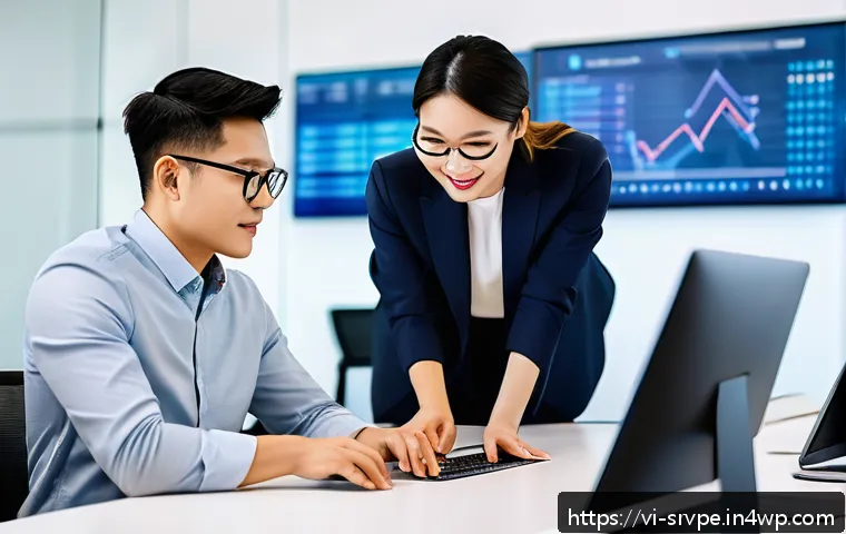 AI 상담사 서비스의 시장 진입 전략 - A modern Vietnamese business office environment with diverse professionals collaborating on AI digit...